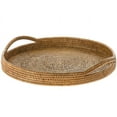 thumbnail image 1 of Kouboo La Jolla Round Serving Tray, Serving Tray With Handles, Hosting Tray, Party Tray, Ottoman Tray, Grill, Fruit, Display Tray, Honey Brown, 1 of 4