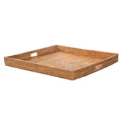 Kouboo La Jolla Square Rattan Jumbo Sized Centerpiece and Ottoman Tray, for Coffee Table, Breakfast, Drinks, Snack, Bread
