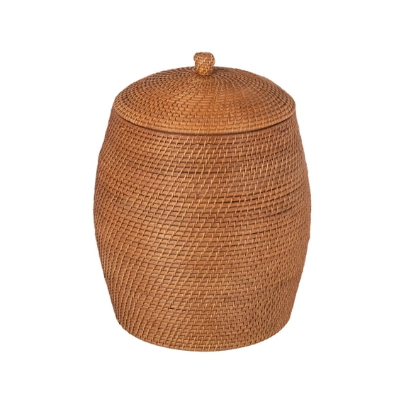 Kouboo Laguna Rattan Beehive Hamper with Liner, Removable Cotton Liner, Laundry, Bathroom, Kids Room, Nursery, Hamper with Lid, Honey Brown