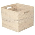 thumbnail image 1 of Kouboo Loma Decorative Square Rattan Storage Basket with Handles, Coastal Inspired Handwoven Rattan Basket for Home Organization & Décor, Latte, 1 of 7