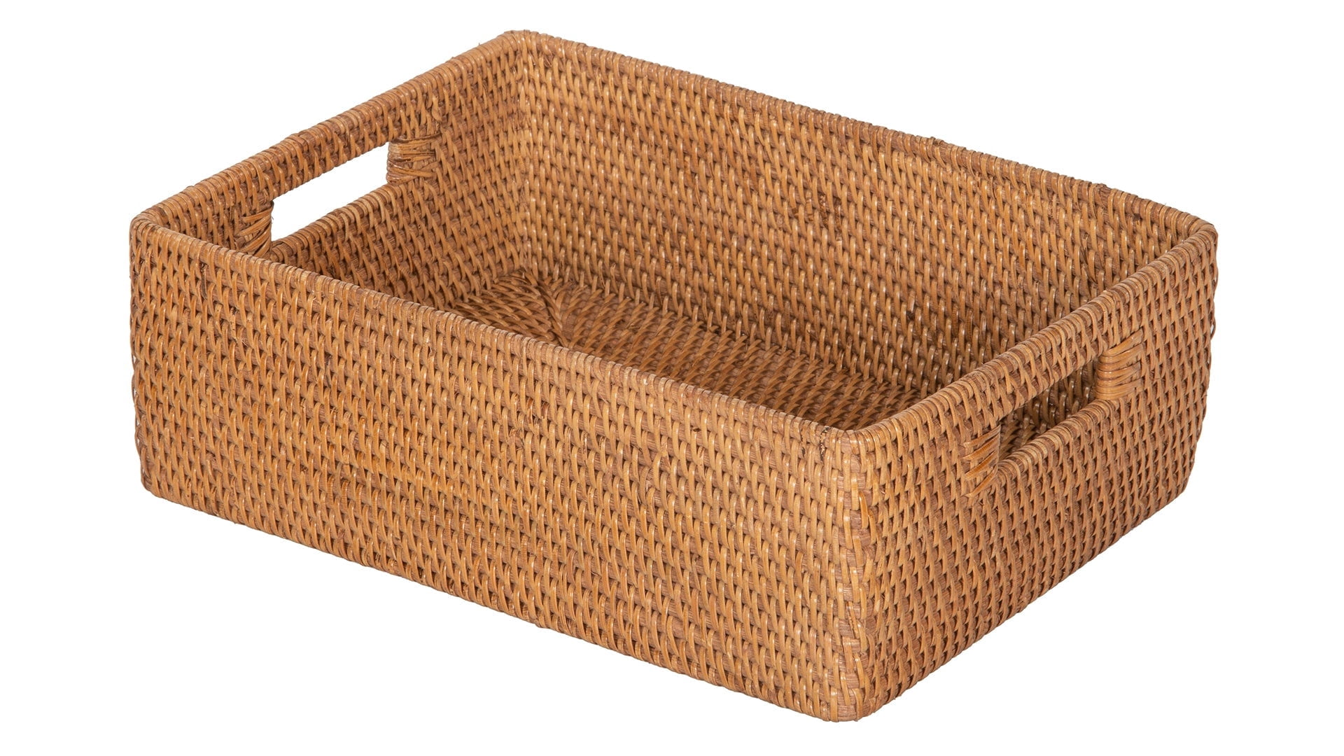Kouboo Loma Rattan Shelf & Organizing Basket, Handwoven-Inspired Storage Color Honey Brown