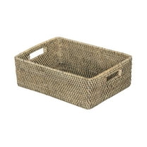 Kouboo Loma Rattan Shelf & Organizing Basket, Handwoven-Inspired Storage in Antique Black