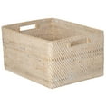 thumbnail image 1 of Kouboo Loma Rectangular Decorative Rattan Storage Basket With Handles, Coastal-Inspired Handwoven, Home Organization, Black Antique, Latte, 1 of 21