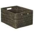 thumbnail image 1 of Kouboo Loma Rectangular Rattan Storage Basket with Handles, Handwoven Coastal-Inspired Design, Black Antique, 1 of 21