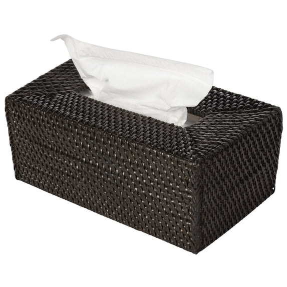 Kouboo Loma Rectangular Rattan Tissue Box Cover Holder, Wicker Decorative Tissue Holder for Living Room, Facial Napkin Holder, Espresso
