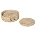 thumbnail image 1 of Kouboo Loma Round Rattan Coasters with Holder, Set of 4 Coaster, Cup Base Plates & Dishes Insulated Hot Pads Pot Living & Dining Room, Kitchen, Latte, 1 of 11