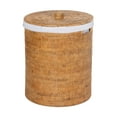 thumbnail image 1 of Kouboo Loma Round Rattan Hamper And Laundry Basket With Removable Liner, Handmade Wicker Laundry Basket With Lid, Honey Brown, 1 of 11