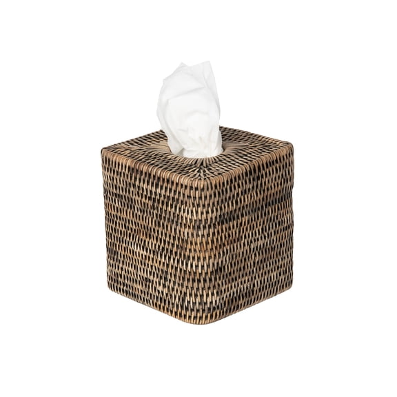 Kouboo La Jolla Black Wash Hand Woven Rattan Facial Tissue Covers