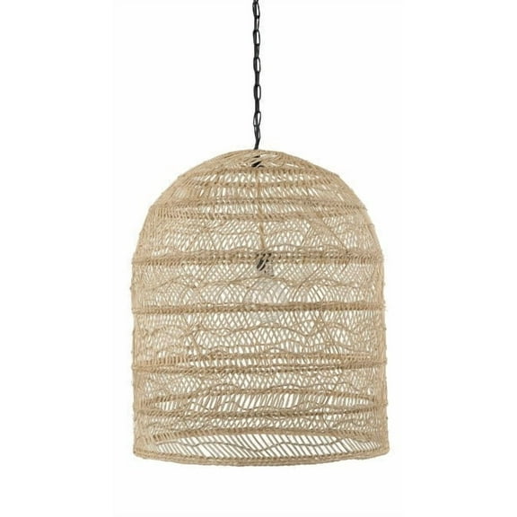 Kouboo Luhu Open Weave Cane Rib Cloche Pendant Lamp, Pendant Lights, Tea Room, Kitchen, Dining Room, Bedroom, Natural