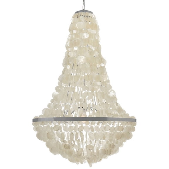 Kouboo Manor Capiz Seashell Chandelier, Modern Beach ThemePendant Lamp Ceiling Hanging Fixture for Dining Room Dining Table, Bedroom, Kitchen, Natural