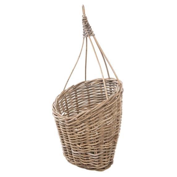 Kouboo Rattan Hanging Wall Basket and Planter, Decorative Wall Basket for Front Door, Home, Garden, Brown-Gray