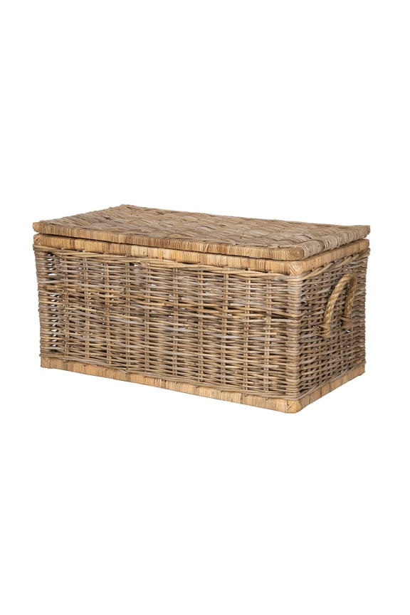 Blanket Storage Rattan, Wooden Trunks with Rope Handles