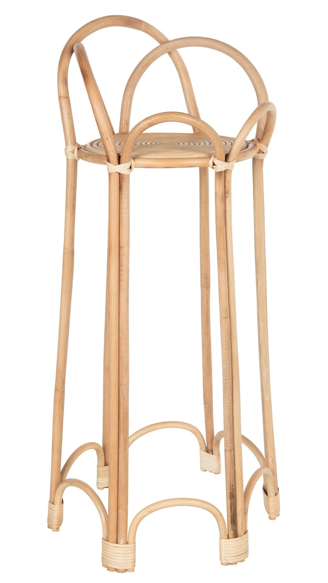 Natural Rattan Loop Lightweight Indoor Plant Stand, 33 inches
