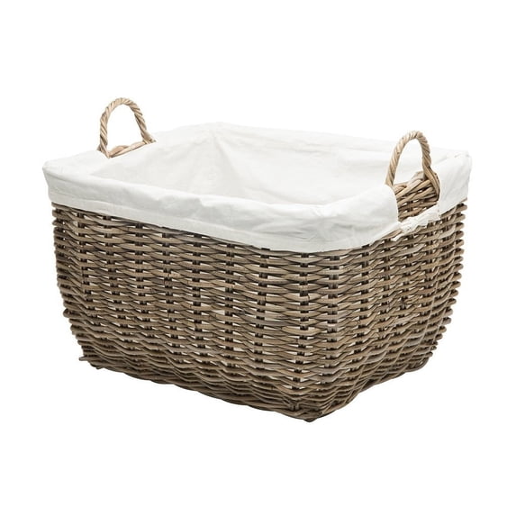 Kouboo Rattan Rectangular Laundry Basket with Liner, Handmade, Removable Liner, Laundry Basket, Bathroom, Bedroom, Kids Room, Gray