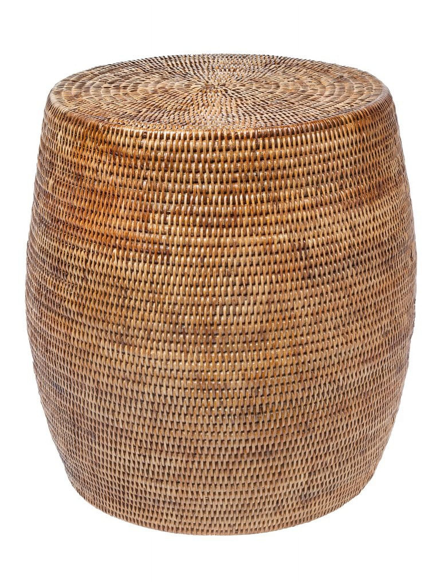 Kouboo Rattan Stool Side Table Handcrafted Boho Decor Coffee Table Multi Functional Furniture for Living Room Bedroom Outdoor Ottomans for Garden Honey Brown Walmart