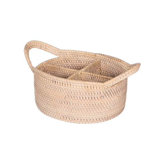 KOUBOO Unique Home Decor Hand Woven Rattan Storage 8 in x 8 in x 6.5 in 3-Compartment Kitchen Utensil Organizers