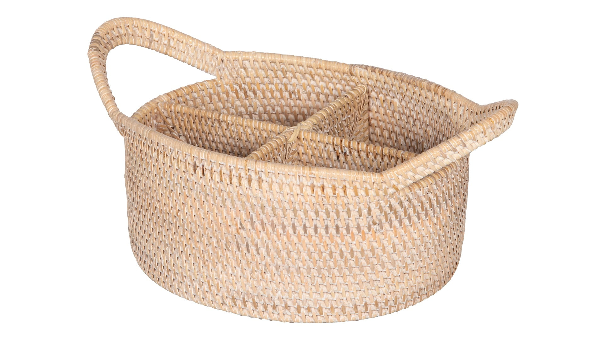 Natural Handwoven Rattan Utensil Caddy with Built-In Handles
