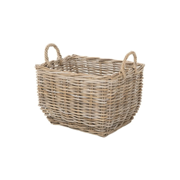 Kouboo Rectangular Storage Basket, Handwoven Rattan Basket with Handles, Organization & Home Dcor for Storage, Large, Brown