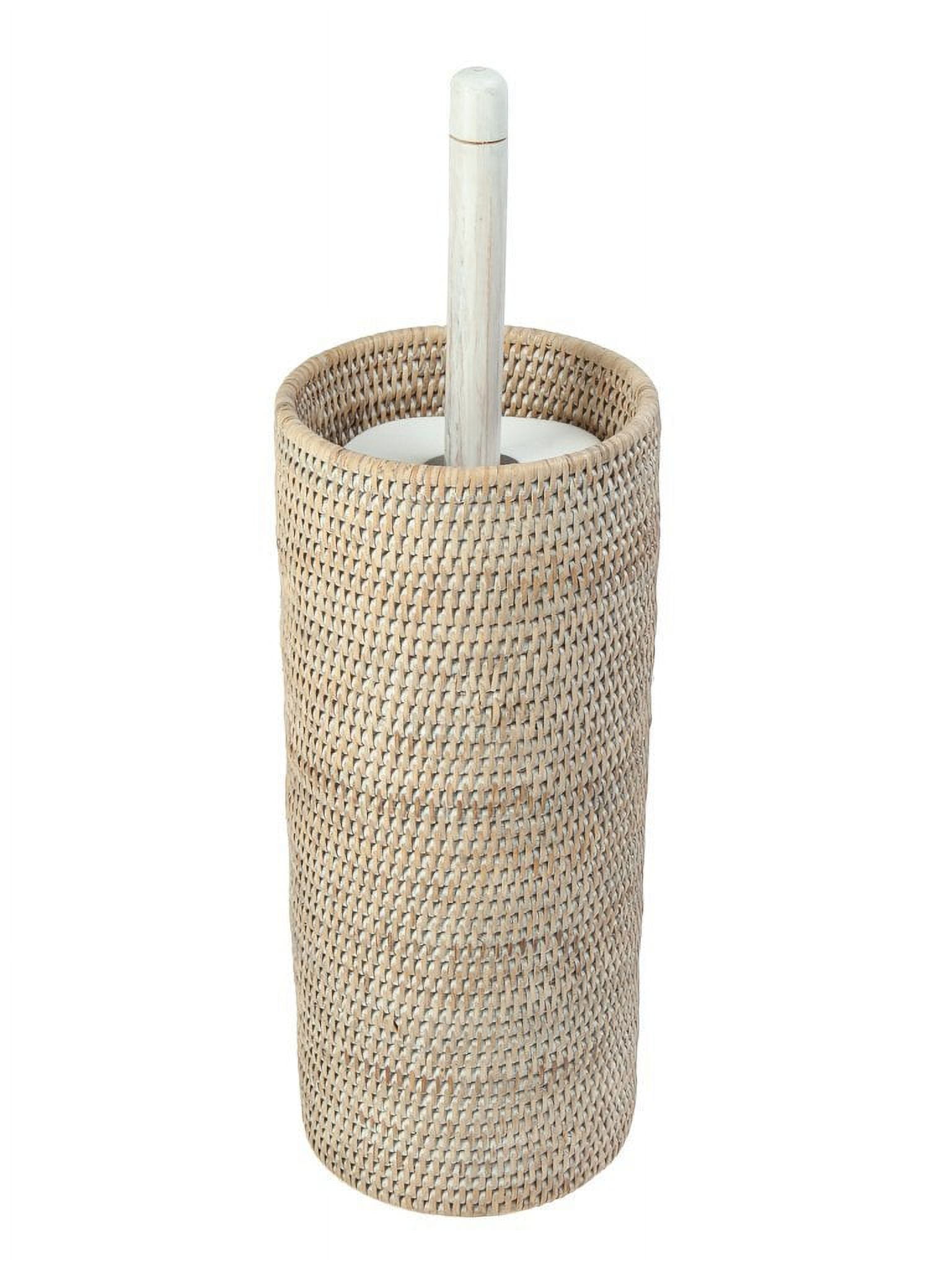 White Wash Hand Woven Rattan Toilet Paper Holder Basket