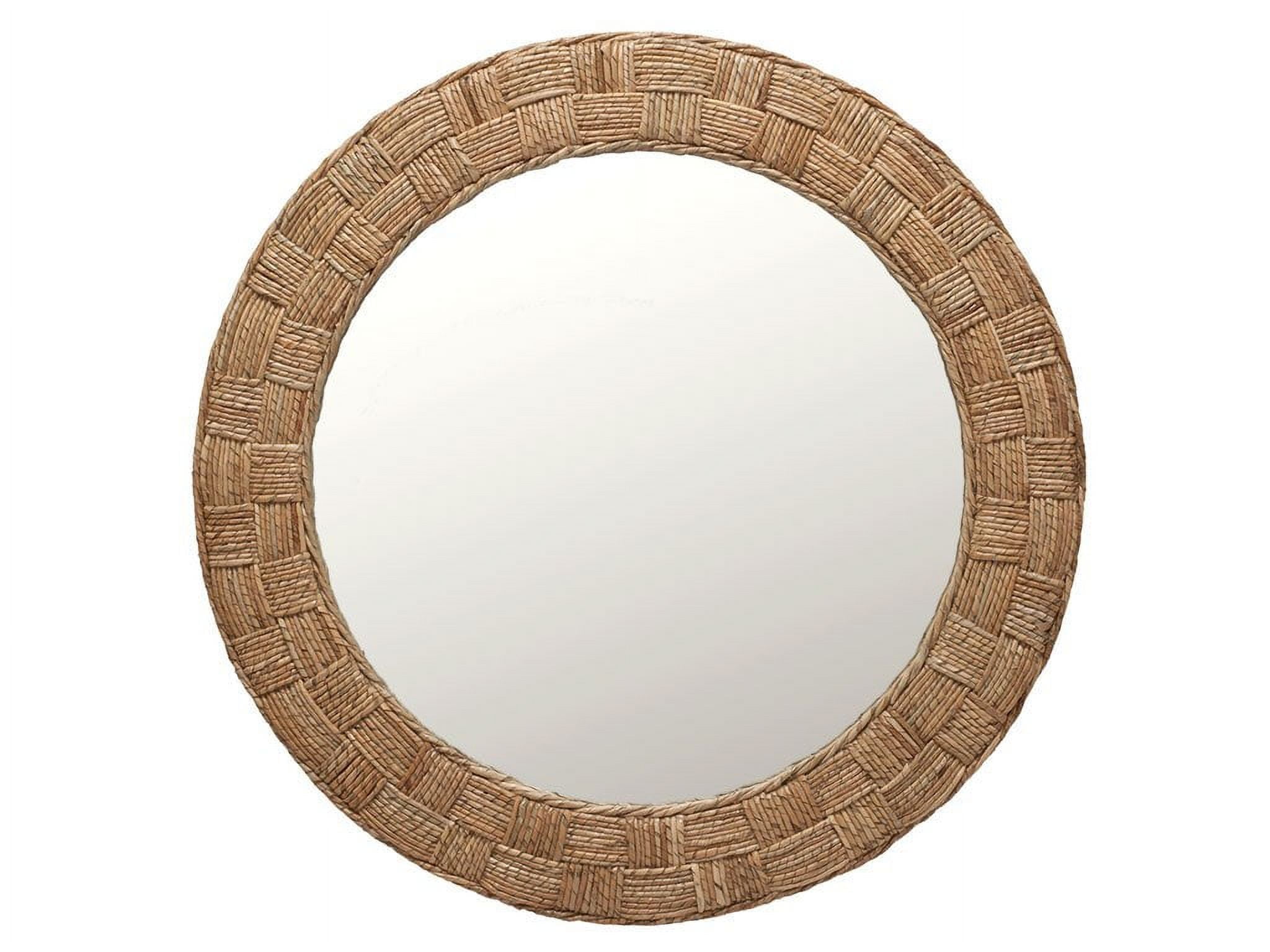 30" Round Natural Buri Rope Wall Mirror