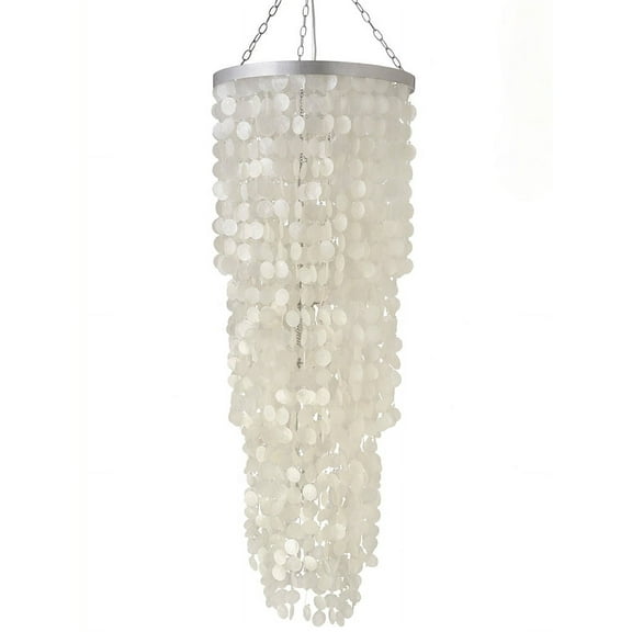 Kouboo Round King Size Chandelier with Round Capiz, Hanging Light for Living Room, Entryway and Bedroom, Pendant Lights