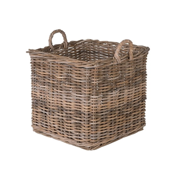 Kouboo Square Rattan Basket, Decorative Storage Basket and Planter, Living Room, Blankets, Laundry Basket, Linens