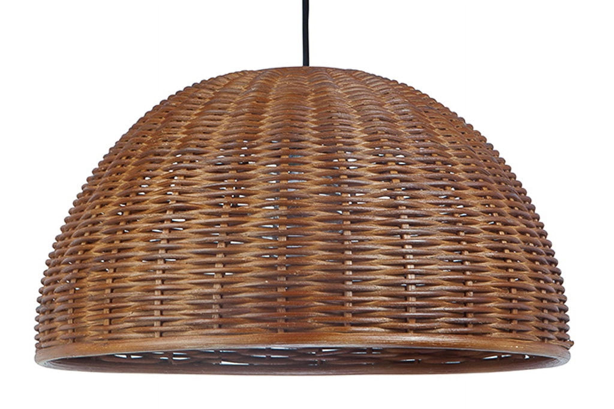 Kouboo Wicker Dome Pendant Lamp, Pendant Lighting For Kitchen Island, Bedroom, Dining Room, Living Room, Entryway, Rustic Brown