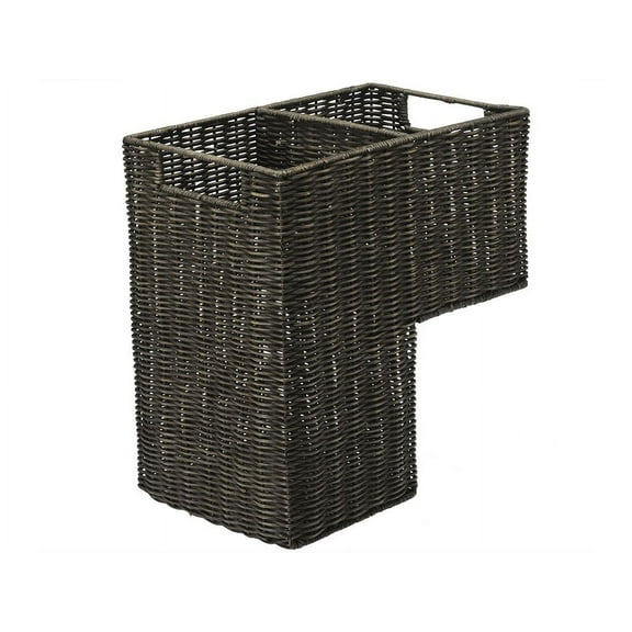 Kouboo Wicker Step Basket, Hand Woven Multi Storey House Staircase Basket Bin, Shoe Organising, Laundry Gathering, Rustic Brown