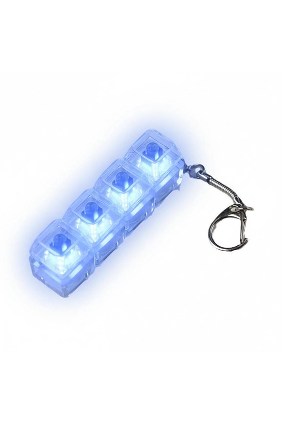 1 Pack Keyboard Fidget Keychain with Colorful LED Lights, 4-in-1 Stress Clicker Keyboard Button for Anxiety Relief,Decompression for Adults