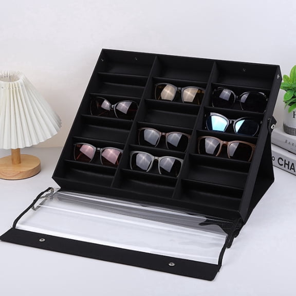 Koudindg 18 pairs of double-layer glasses storage box Sunglasses Case Organizer, Multiple Sunglasses Eyeglass Glasses Display Holder Collector