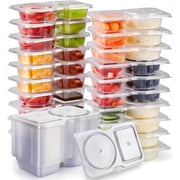Koudindg 20Pcs Snack Containers with Lids, New Snack Containers, Snackle Box Container Portion Control,Snack Pack Containers,Double Compartment Snack Containers for On-the-Go Meals and Camping