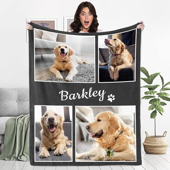 Koudindg 30*40'Personalized Pet Memorial Gifts, Custom Dog Blanket with Photos and Name, Personalized Pets Blankets with Picture, Puppy Bereavement/Passing Away Gifts