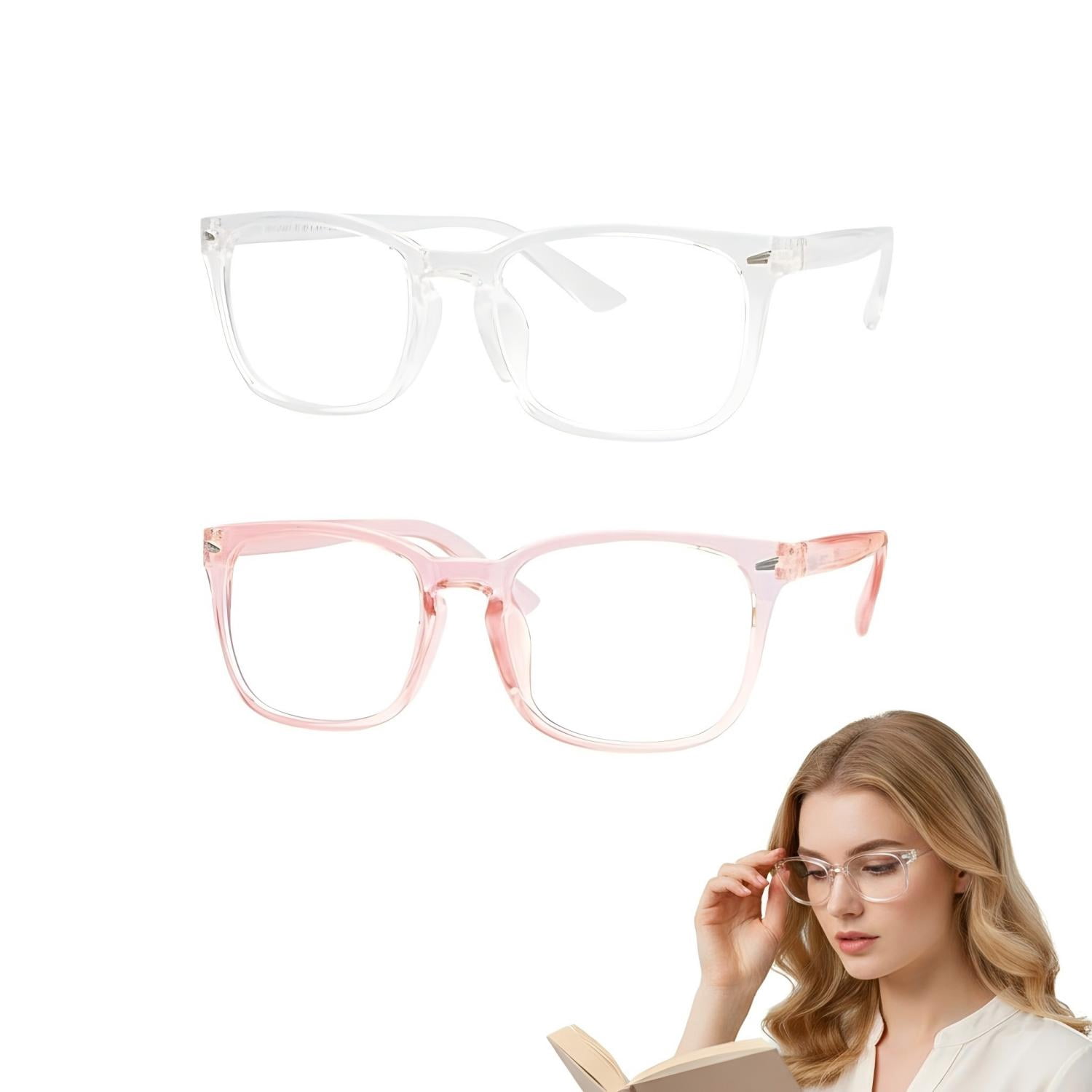Oversized Pink Square Glasses Clear Lens | Transparent Frame Fashion Eyewear Glasses Frames Clear Lens Translucent Frame Fashion Glasses  main image 4
