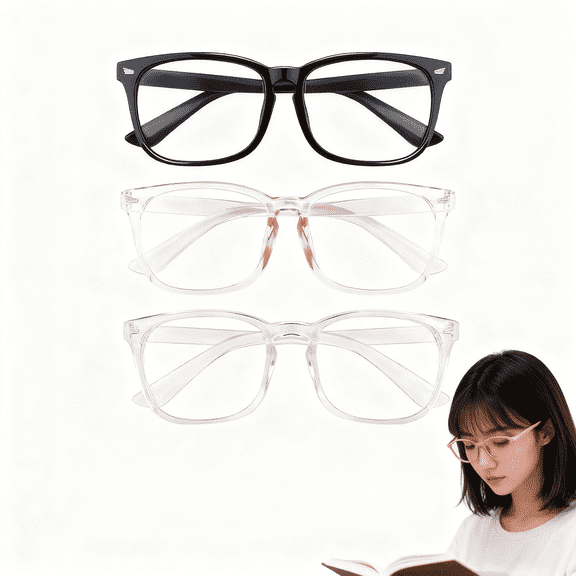 Koudindg Anti-Blue Light Glasses, Computer/Gaming/TV/Phones Glasses for Women Men, Large Square Frame, Fashion Eyewear (transparent+pink+black)