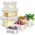 thumbnail image 1 of Koudindg Fruit Storage Containers for Fridge, 6 Pcs Produce Saver with Colander for Rinsing, Berry Containers Lettuce Keeper Refrigerator Organizers Airtight Food Storage with Lid, 1 of 9