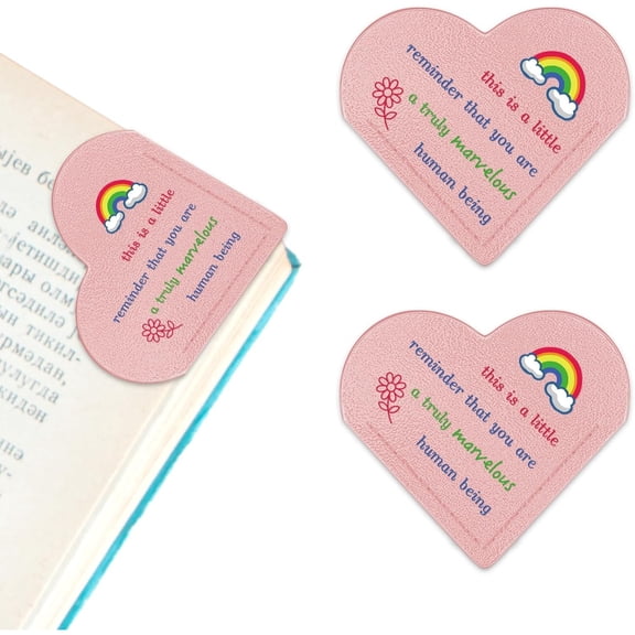 Koudindg Leather Heart Bookmarks 6-Pack, Vintage Corner Page Markers for Book Lovers