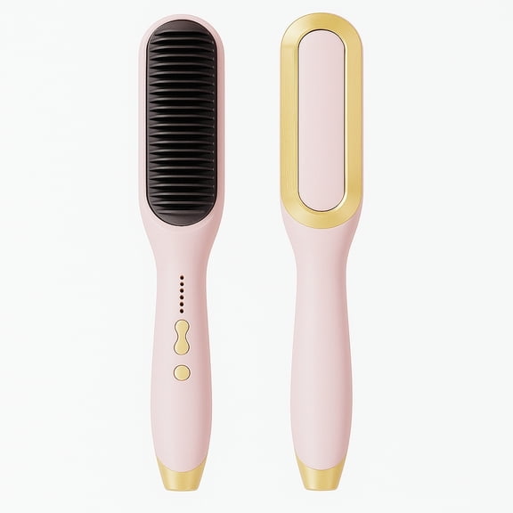 Koudindg Pink Ionic Hair Straightener Brush for Women - 5 Temp Modes, Fast Heat-Up, Global Dual Voltage, Anti-Scald Feature & Auto Shutdown