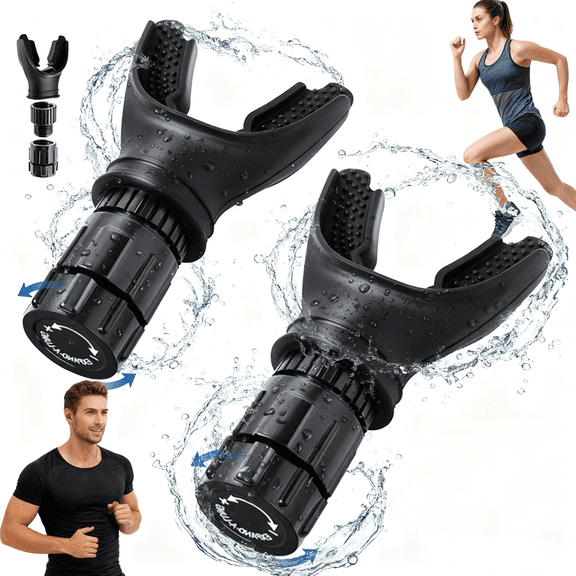 Koudindg Portable Breathing Trainer with Adjustable Resistance Fitness Device for Enhanced Lung Strength and Endurance, Easy-to-Clean(Black 2 PCS)