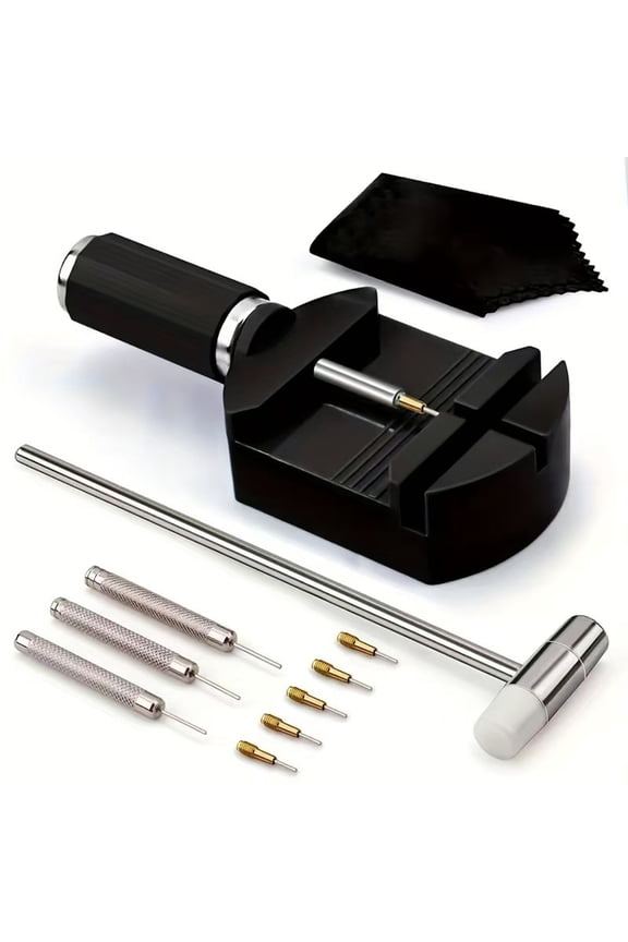 Watch Link Removal Kit, Resizing Tool for Bracelet Adjustment & Replacement, Pin Remover for Sizing Strap, Watch Adjuster, Hammer for Watch Repair, Adjust Band, with User Manual, Punches