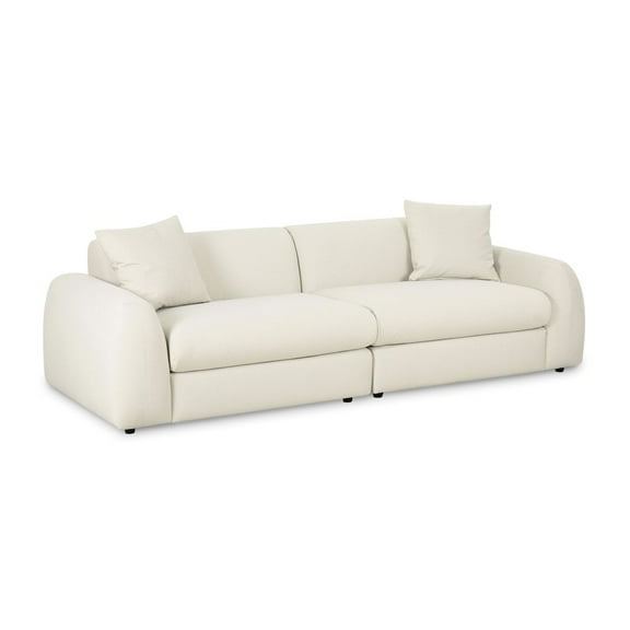 TOV Furniture Kourtney Cream Faux Mohair 100 inch Sofa