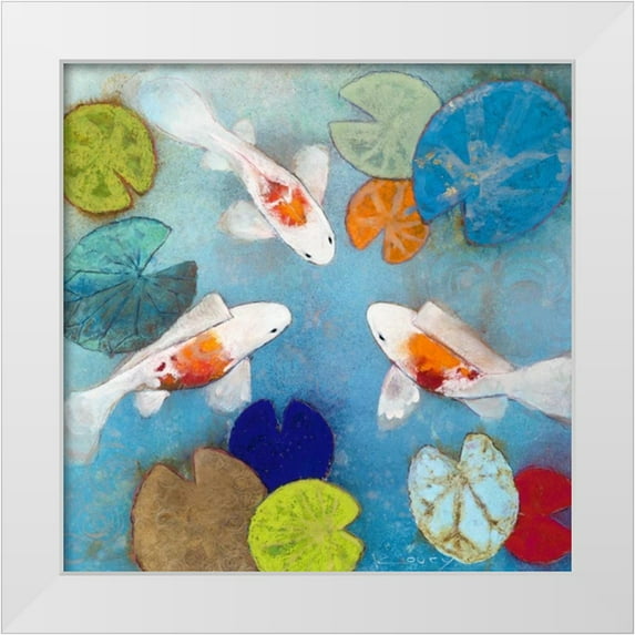 Koury, Aleah 12x12 White Modern Wood Framed Museum Art Print Titled - Koi 2