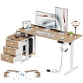 thumbnail image 1 of GUNAITO 55.1" Electric Standing Desk with 3-Drawer Cabinet, Adjustable Height Desk with Memory Panel, Office & Gaming Desk，Nutural, 1 of 12