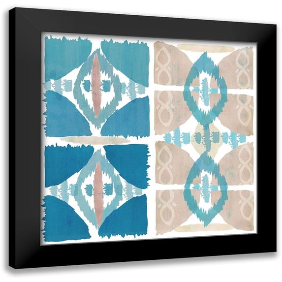 Kouta, Flora 12x12 Black Modern Framed Museum Art Print Titled - Denim Ikat II