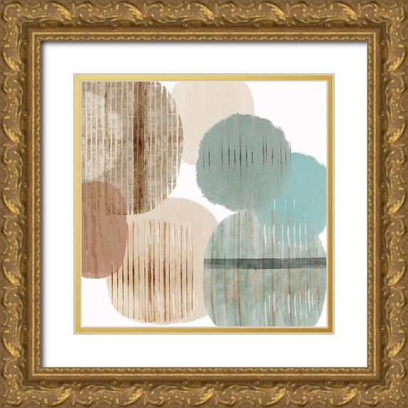 Kouta, Flora 15x15 Gold Ornate Wood Framed with Double Matting Museum Art Print Titled - Teal Harmony III
