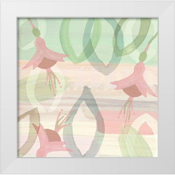 Kouta, Flora 15x15 White Modern Wood Framed Museum Art Print Titled - Blush and Mint Dancing Flowers