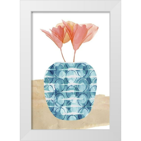 Kouta, Flora 17x24 White Modern Wood Framed Museum Art Print Titled - Colorful Decorative Pot II