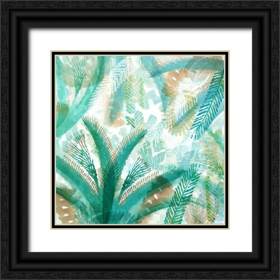 Kouta, Flora 20x20 Black Ornate Wood Framed with Double Matting Museum Art Print Titled - Ocean Garden I