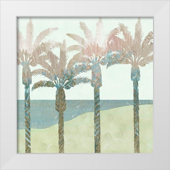 Kouta, Flora 20x20 White Modern Wood Framed Museum Art Print Titled - Retro Palms II