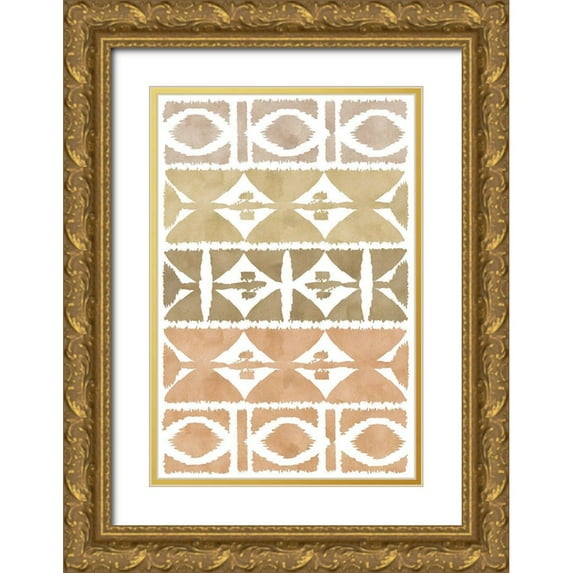Kouta, Flora 23x32 Gold Ornate Wood Framed with Double Matting Museum Art Print Titled - Earthy Geometric VI