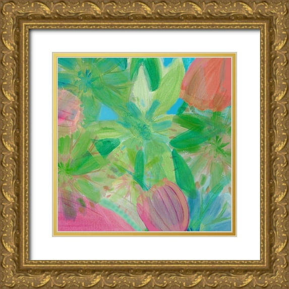 Kouta, Flora 26x26 Gold Ornate Wood Framed with Double Matting Museum Art Print Titled - Tropical Garden